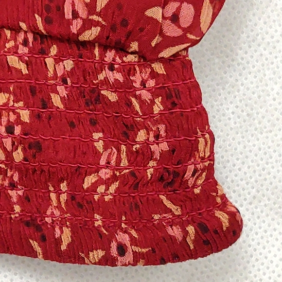 Free People Blouse Roma Red Floral Print Small - Picture 8 of 16